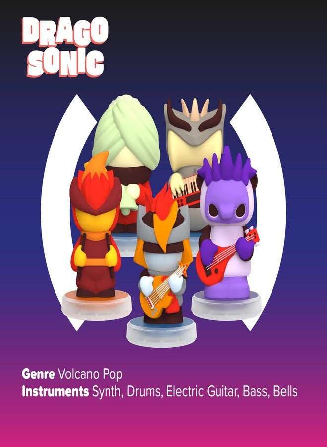 LOOPS Dragosonic - 5-Piece Volcano Pop Music Band Interactive Collectible Figurine Set - Image 4